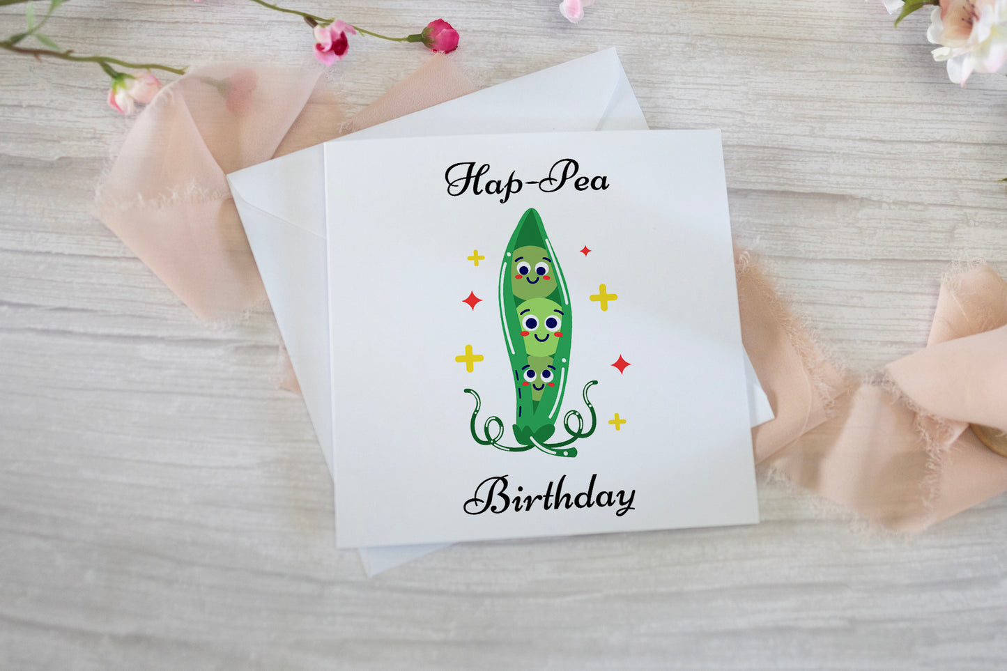 Happy birthday greeting card, Hap - Pea Birthday Card