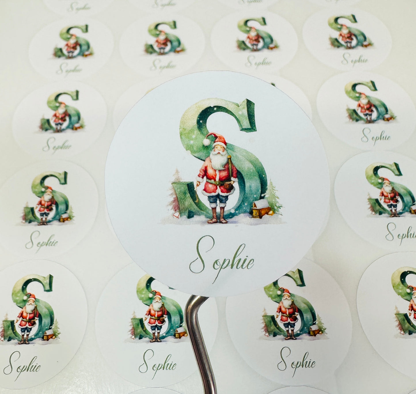 Personalised name Christmas Stickers, classic Christmas Labels, Christmas Gift Labels, Santa Initial Stickers, Envelope Seals,