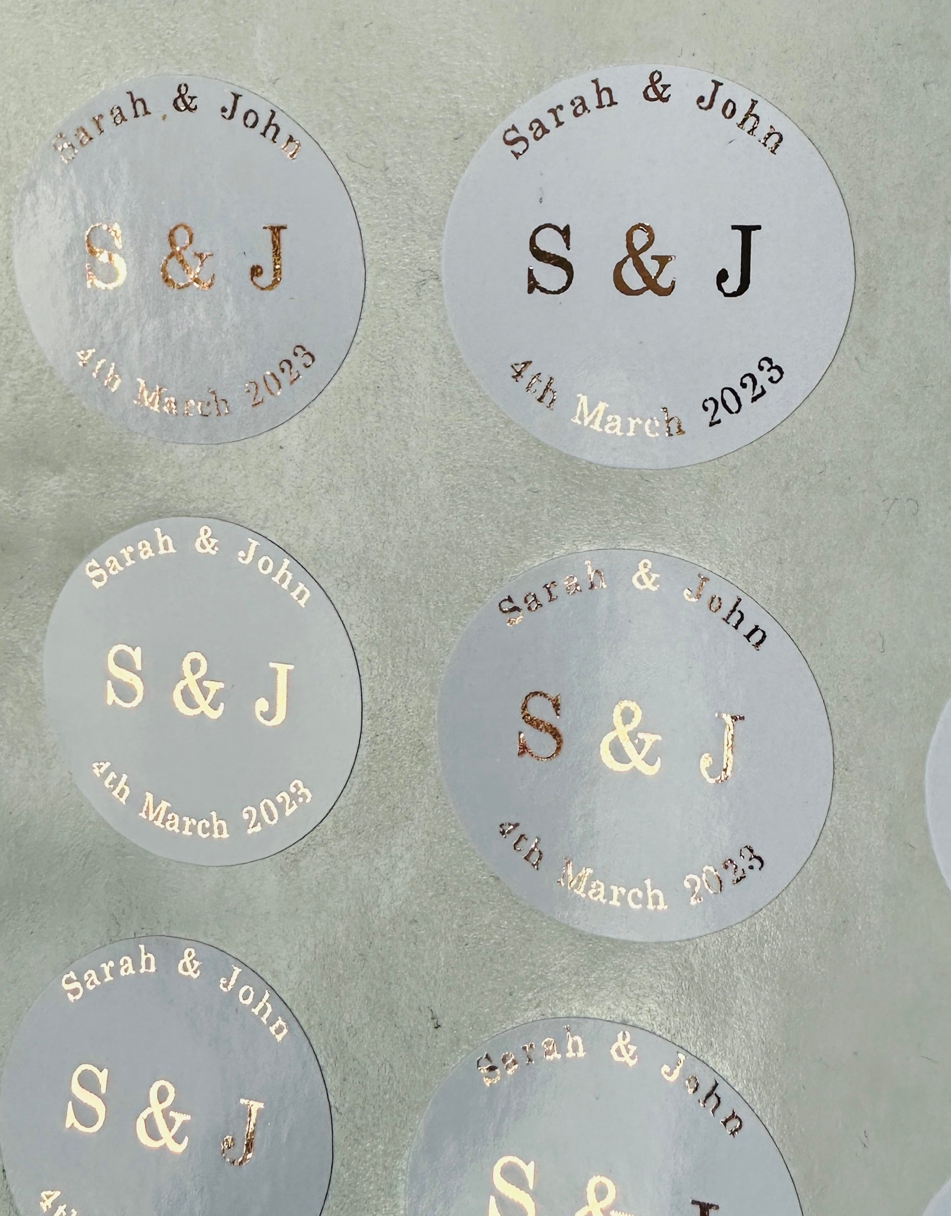 Wedding Stickers. Foiled Personalised Initials Envelope Seals