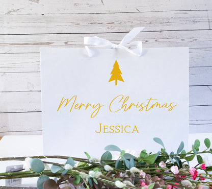 Christmas Gift Bag, personalised bags, gift bags, ribbon gift bag, Merry Christmas,