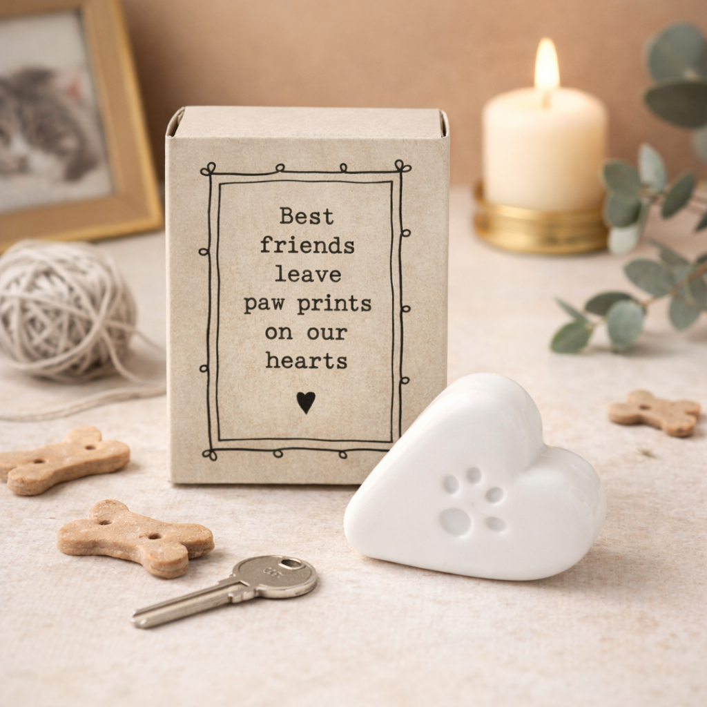 East Of India Matchbox Porcelain Paw Print Ornament