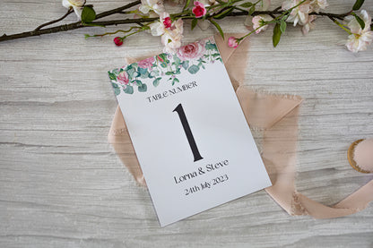 Wedding Table Numbers,  Wedding Table Cards, Double Sided Table Number Cards, Table Name Cards, Flower Table numbers