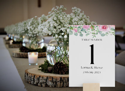 Wedding Table Numbers,  Wedding Table Cards, Double Sided Table Number Cards, Table Name Cards, Flower Table numbers