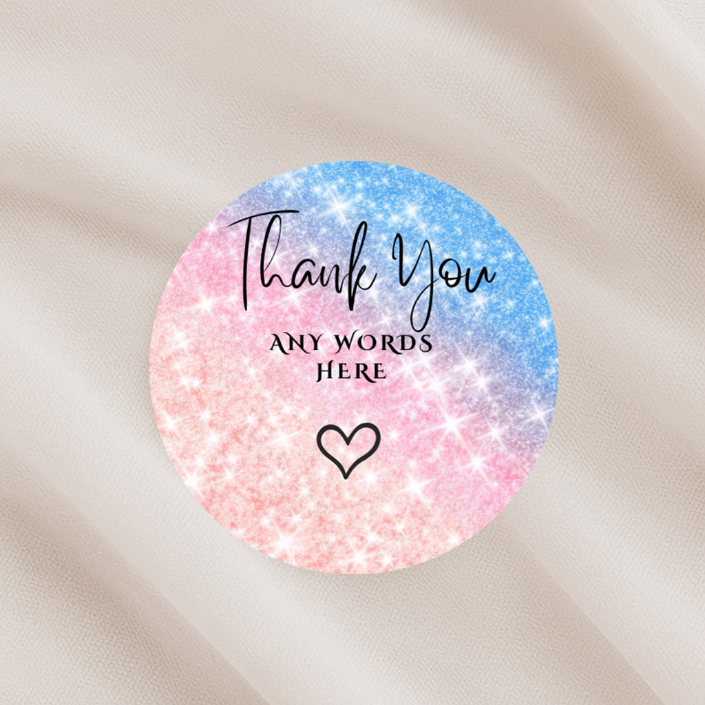 Thank you party stickers, Goodie bag stickers, five sizes, rainbow stickers, name stickers