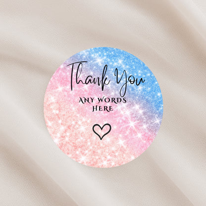 Thank you party stickers, Goodie bag stickers, five sizes, rainbow stickers, name stickers