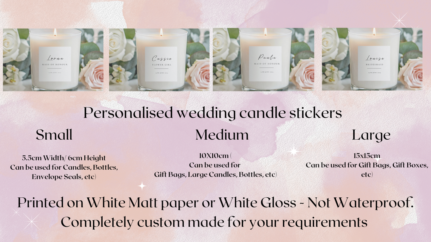 Personalised Bridesmaid Labels, candle Stickers, Monochrome Wedding Party Proposal Box Label, Bridesmaid Maid of Honour Candle sticker