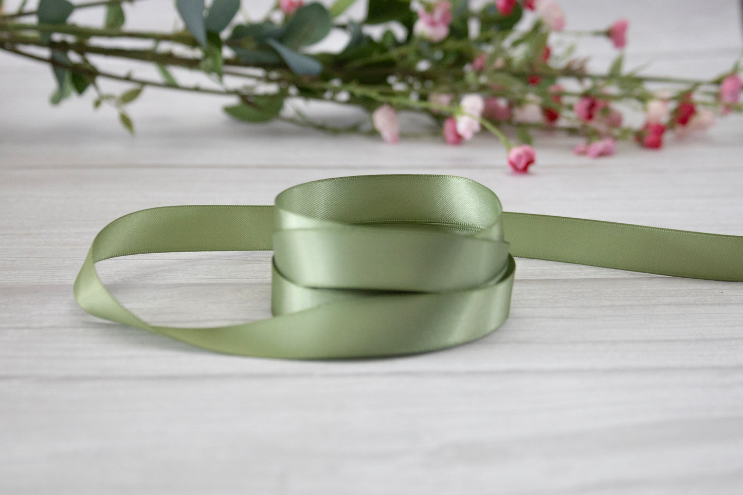 Sage Green Double Sided Satin Ribbon, Gift Wrapping, 6 Sizes, Wedding Ribbon,