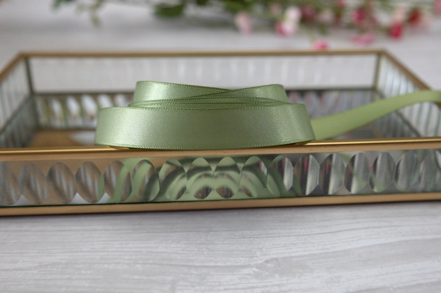 Sage Green Double Sided Satin Ribbon, Gift Wrapping, 6 Sizes, Wedding Ribbon,