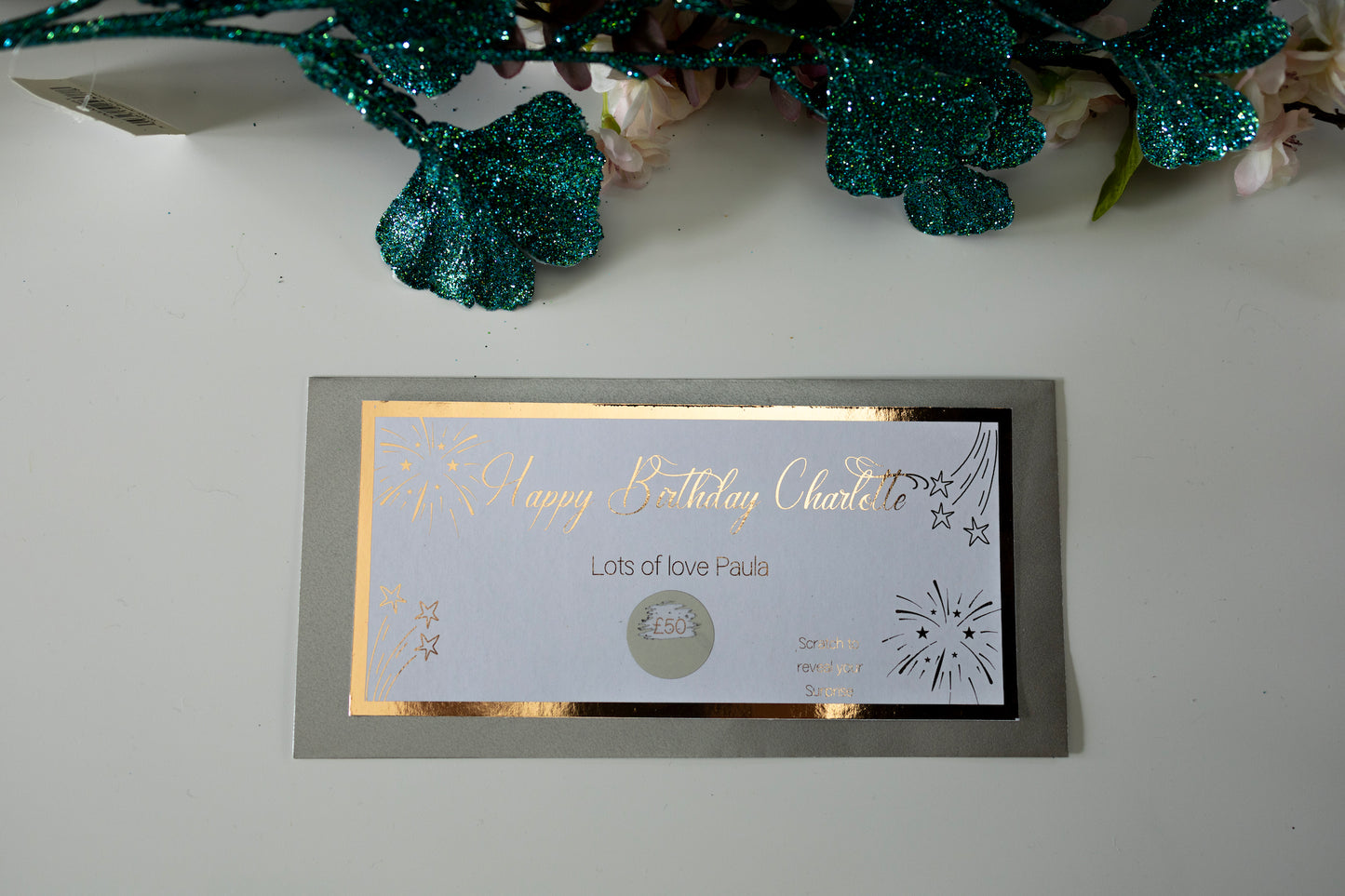Birthday Surprise Reveal Gift, Golden Ticket, Birthday foiled Scratch Card, Personalised Gift Voucher, Surprise Gift, Gift Ticket