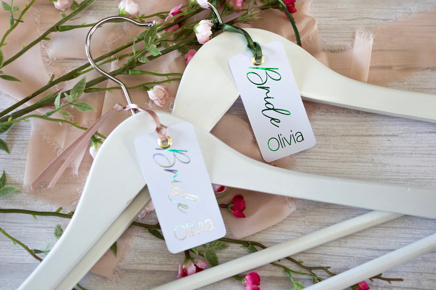 Hanger Tags for Wedding hangers, Personalised with real foil, Bridal Party Favours, Hanger Charm, Hanger Decal, Bridal Hangers