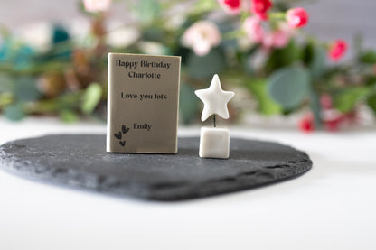 Personalised Porcelain Matchbox Ornament, Keepsake Gift, Star Ornament, custom gift, Friendship keepsake
