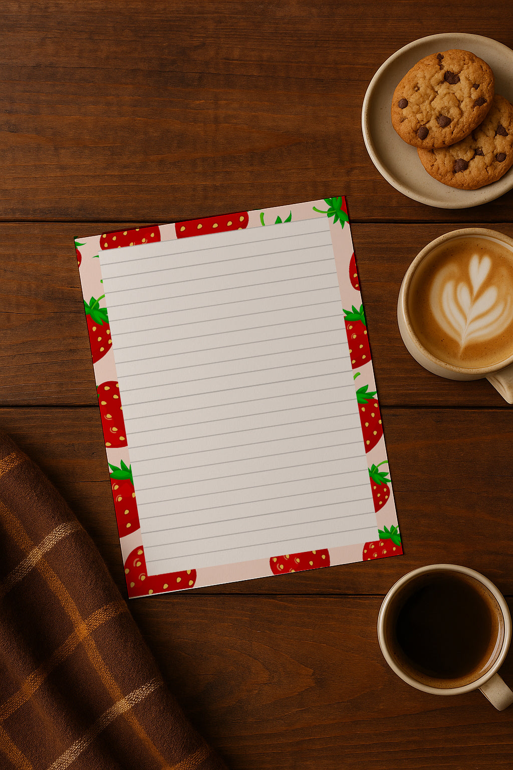 Strawberry Writing Paper A4 A5, 100gsm FSC,  Lined Stationery Letter Paper, Note Paper for Journaling & Letters