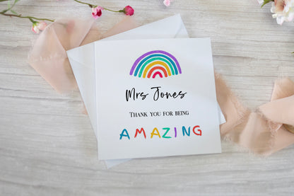 Personalised Teacher and Nursery Thank You Card, School and Teacher Thank You Card, End of Term Gift For Teachers, Nursery Worker Card