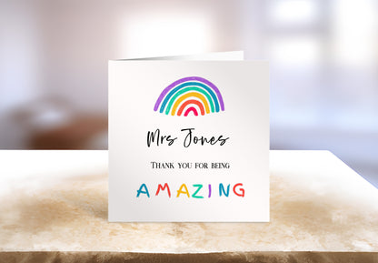 Personalised Teacher and Nursery Thank You Card, School and Teacher Thank You Card, End of Term Gift For Teachers, Nursery Worker Card