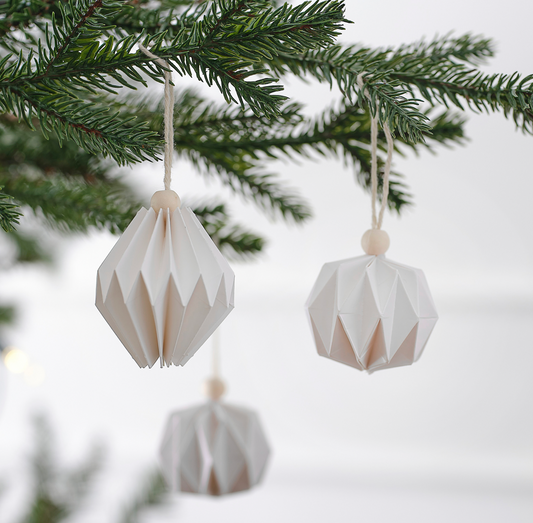 White Paper Christmas Tree Decorations, Christmas decorations, Eco Friendly decorations.