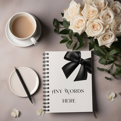 Personalised black Bow Notebook: Soft Cover Wire Bound Notepad