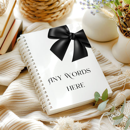Personalised black Bow Notebook: Soft Cover Wire Bound Notepad