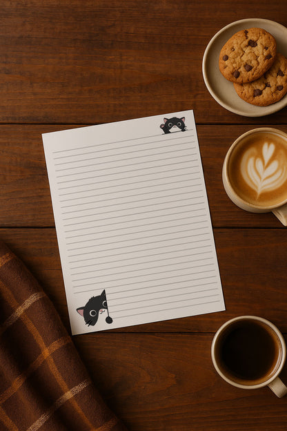 Cat Writing Paper A4 A5, 100gsm FSC,  Lined Stationery Letter Paper, Floral Note Paper for Journaling & Letters