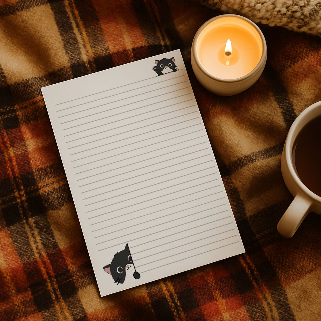 Cat Writing Paper A4 A5, 100gsm FSC,  Lined Stationery Letter Paper, Floral Note Paper for Journaling & Letters