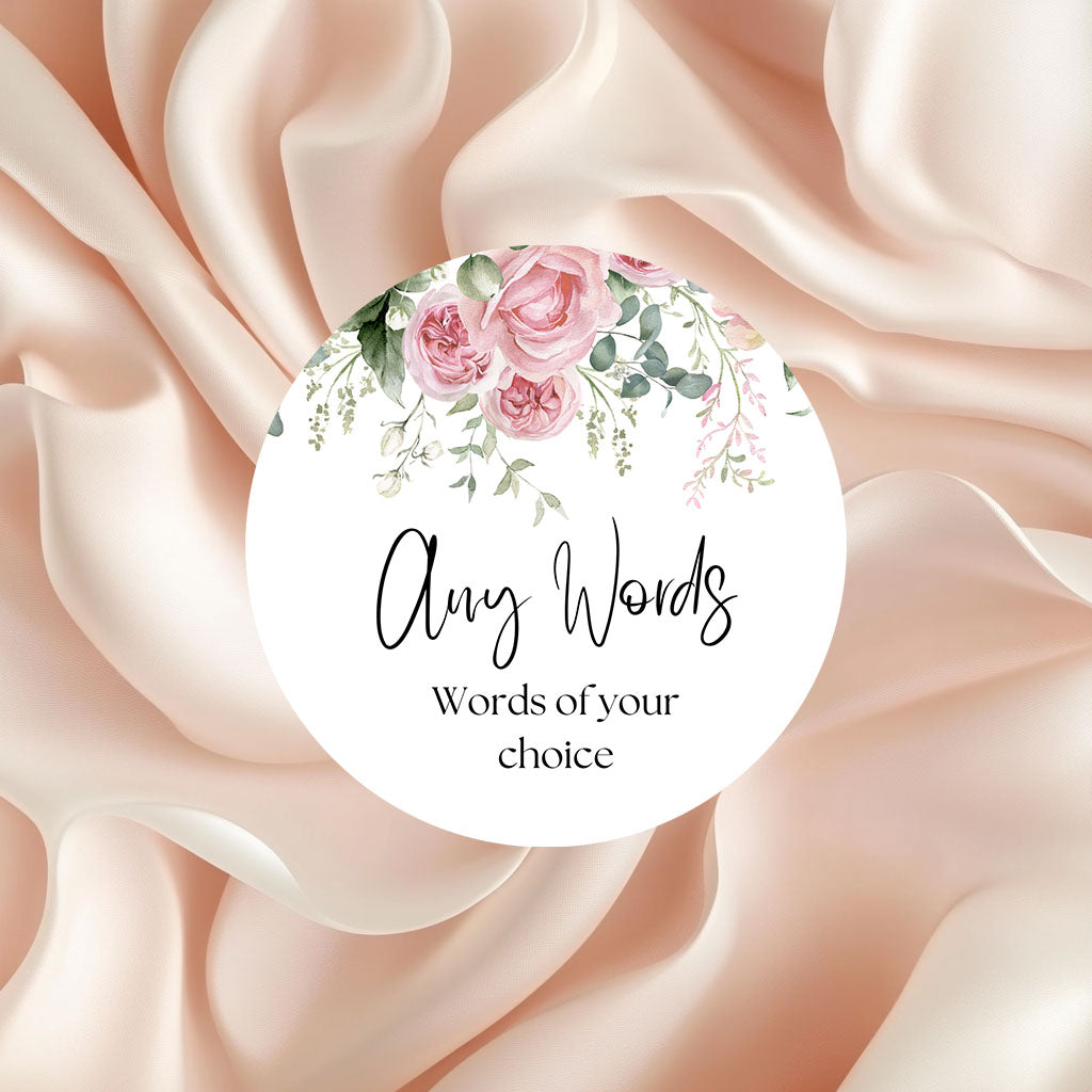 Blush Rose Wedding Stickers: Personalised Thank You Favour Labels