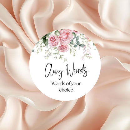 Blush Rose Wedding Stickers: Personalised Thank You Favour Labels