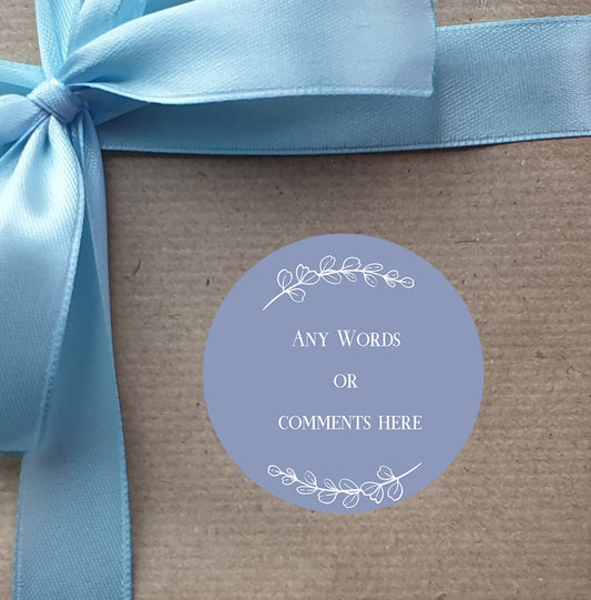 Personalised Dusty Blue Wedding Stickers, Birthday Seals, Baby Shower Stickers, Sweet Bag Labels, Invitation, custom stickers
