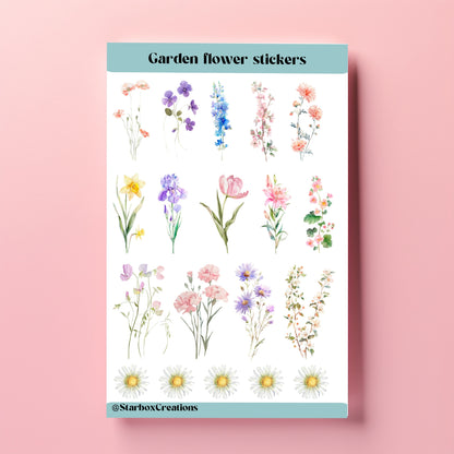 Flower sticker sheet, garden flower stickers, Planner Stickers,  journal stickers,  bullet stickers, Sticker collections