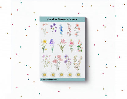 Flower sticker sheet, garden flower stickers, Planner Stickers,  journal stickers,  bullet stickers, Sticker collections