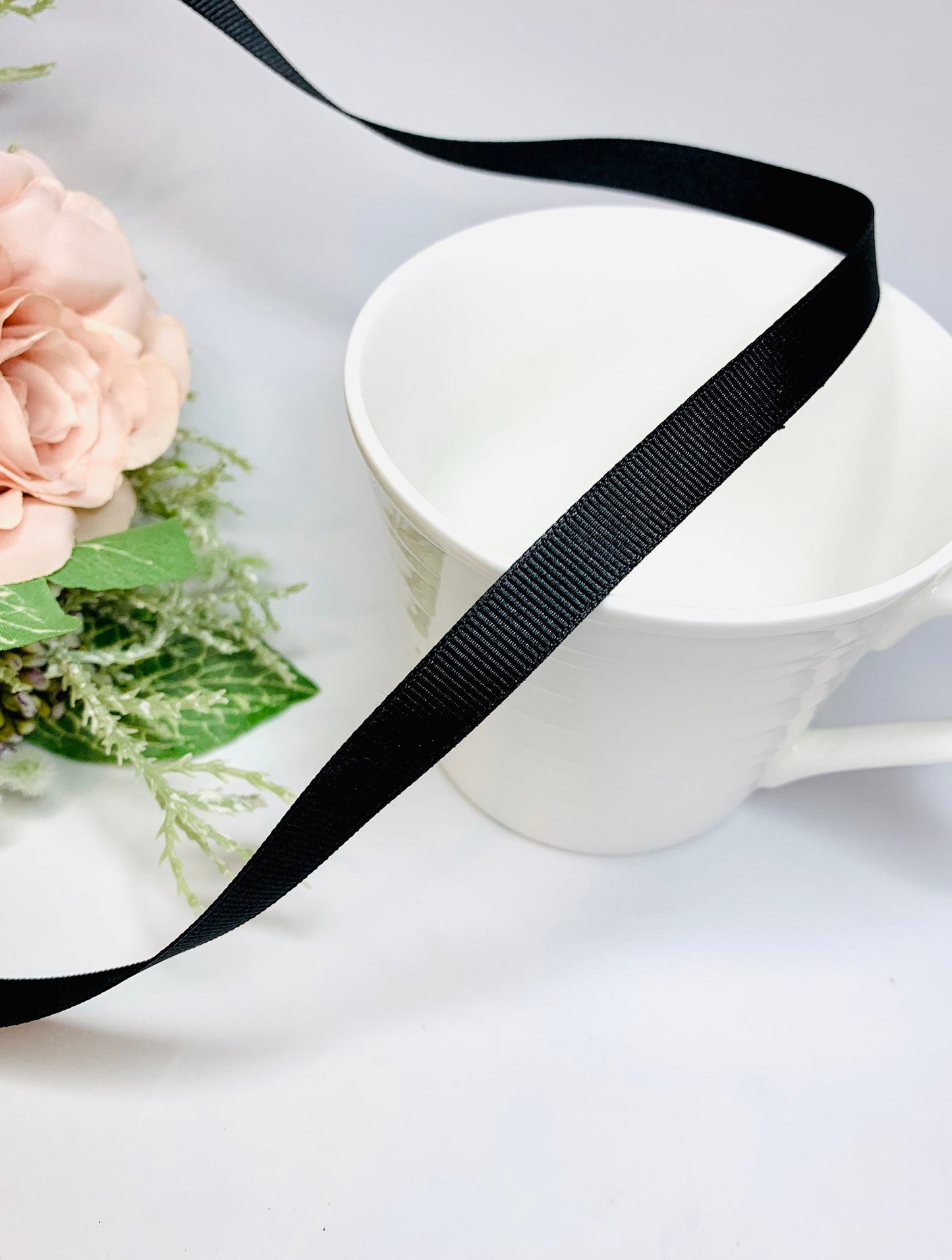 Black Grosgrain ribbon, Double Faced grosgrain Ribbon, 5 metre lengths