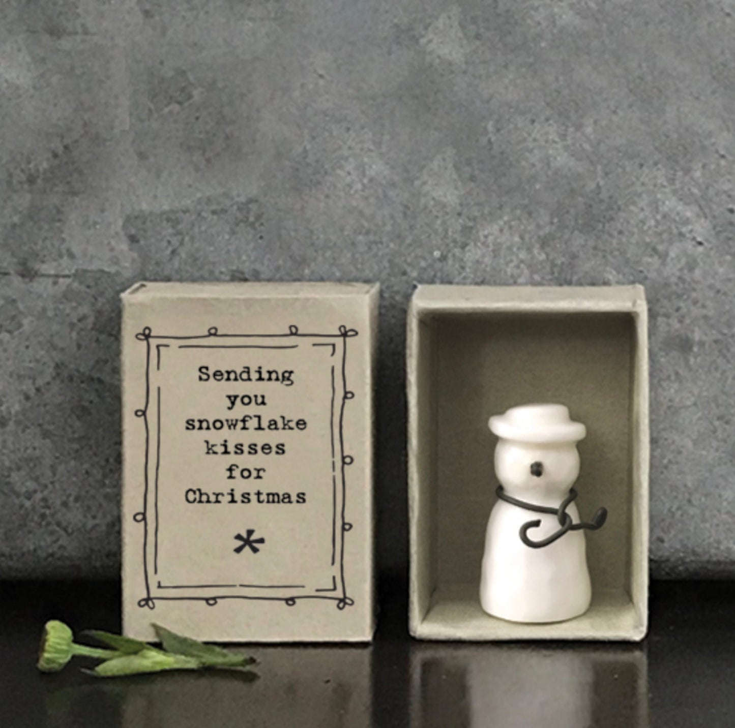 Mini Snowman Christmas Gift, Snowflake Kisses Box,  Ceramic Snowman Ornament,Holiday Shelf Decor, Winter Gift Idea