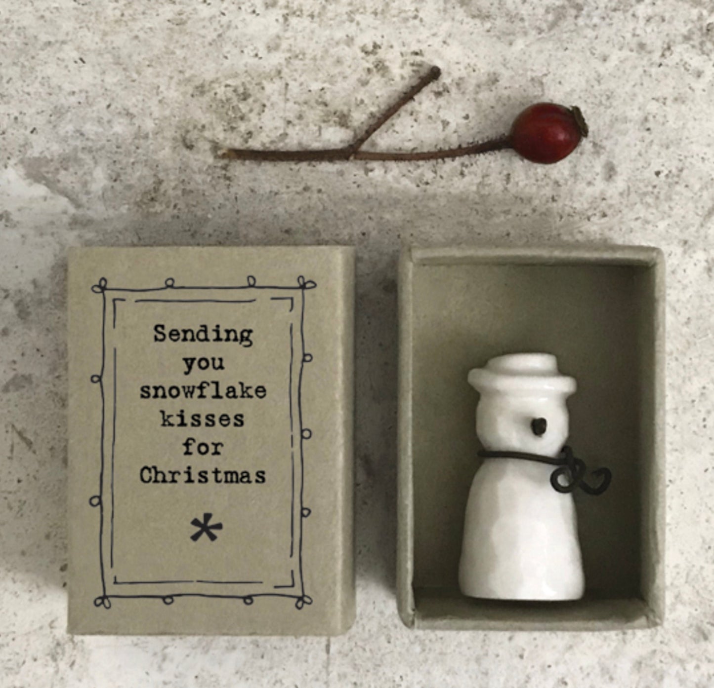 Mini Snowman Christmas Gift, Snowflake Kisses Box,  Ceramic Snowman Ornament,Holiday Shelf Decor, Winter Gift Idea