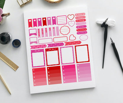 Pink Planner Stickers: To-Do List, Heart Stickers (40 pc)
