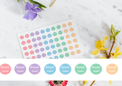 Annual Leave Planner Stickers: Holiday & Day Off Labels