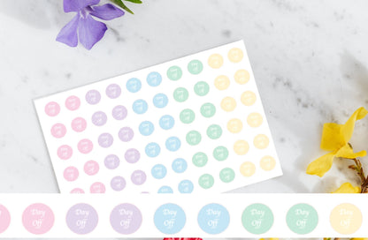 Day Off  Planner Stickers, Holiday pastel Circle Dot stickers,  Planner Stickers,  Labels for Planners and diaries