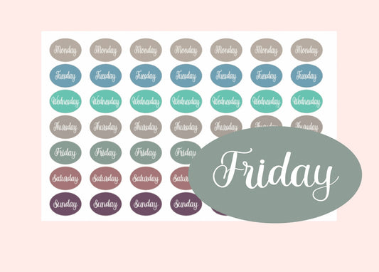 Days of the week planner stickers / weekday stickers perfect for any planner