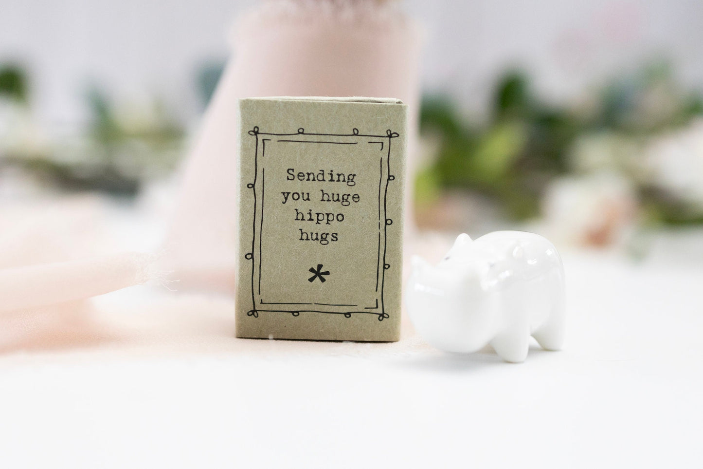 Porcelain Hippo Ornament Matchbox Gift, Birthday Gift, Gifts for Friends, Hippo Hugs