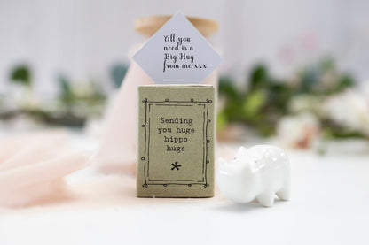 Porcelain Hippo Ornament Matchbox Gift, Birthday Gift, Gifts for Friends, Hippo Hugs