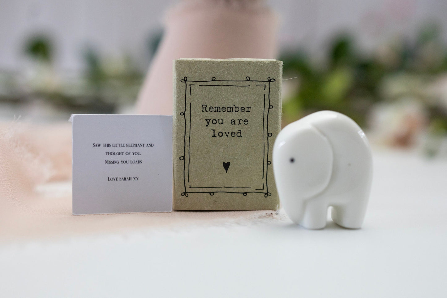 Porcelain Elephant ornament Matchbox Gift, Birthday Gift, Gifts for Friends, Personalised note