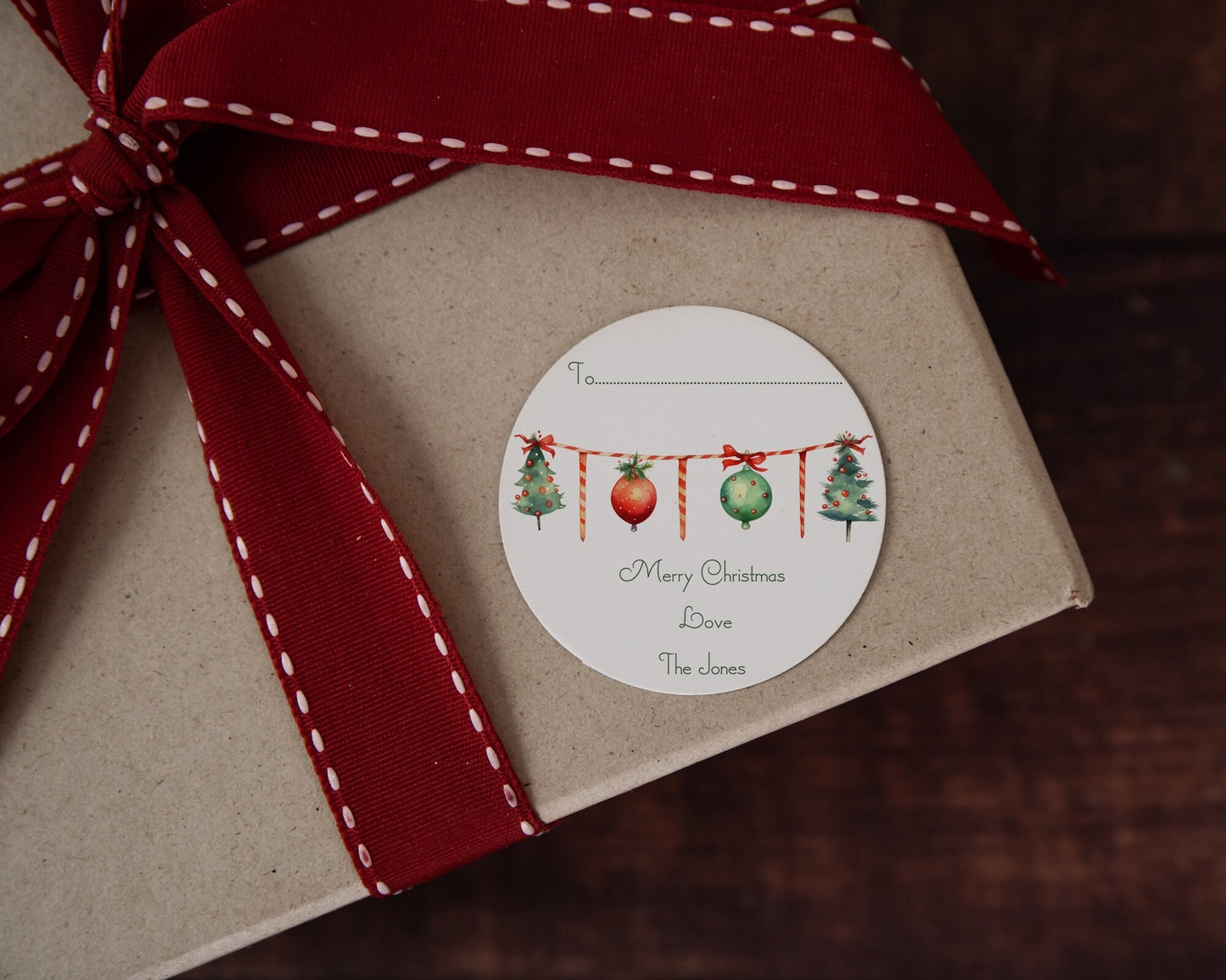 Personalised Christmas Stickers, Christmas Labels, Christmas Gift Labels, Santa Initial Stickers, Christmas Bunting Stickers, 5 sizes