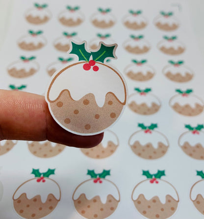 Christmas Pudding stickers, Christmas stickers, envelope stickers, planner stickers, holiday. stickers