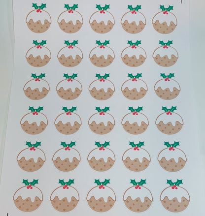 Christmas Pudding stickers, Christmas stickers, envelope stickers, planner stickers, holiday. stickers