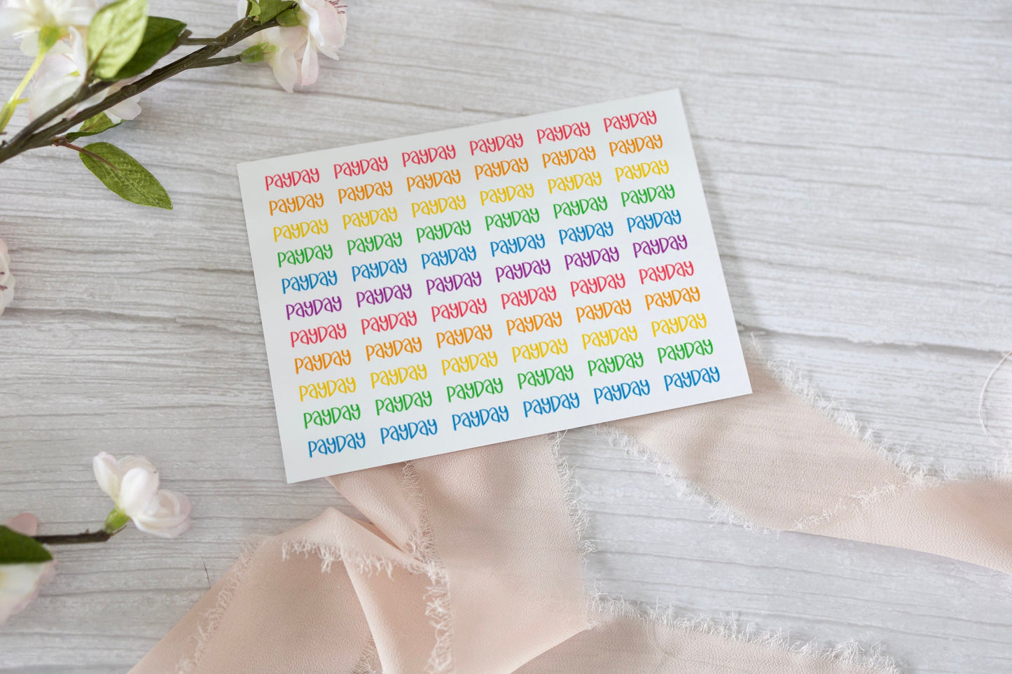 Payday Planner Stickers, Rainbow Journal Stickers. Sticker Sheet