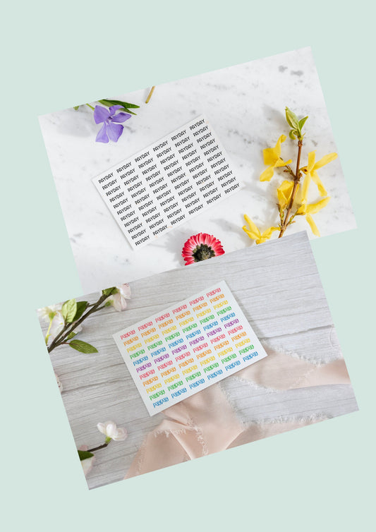 Payday Planner Stickers, Rainbow Journal Stickers. Sticker Sheet