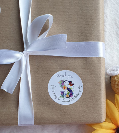 Thank you for coming to my party, Butterfly stickers, Personalised children’s party bag stickers, party cones, three sizes, name stickers