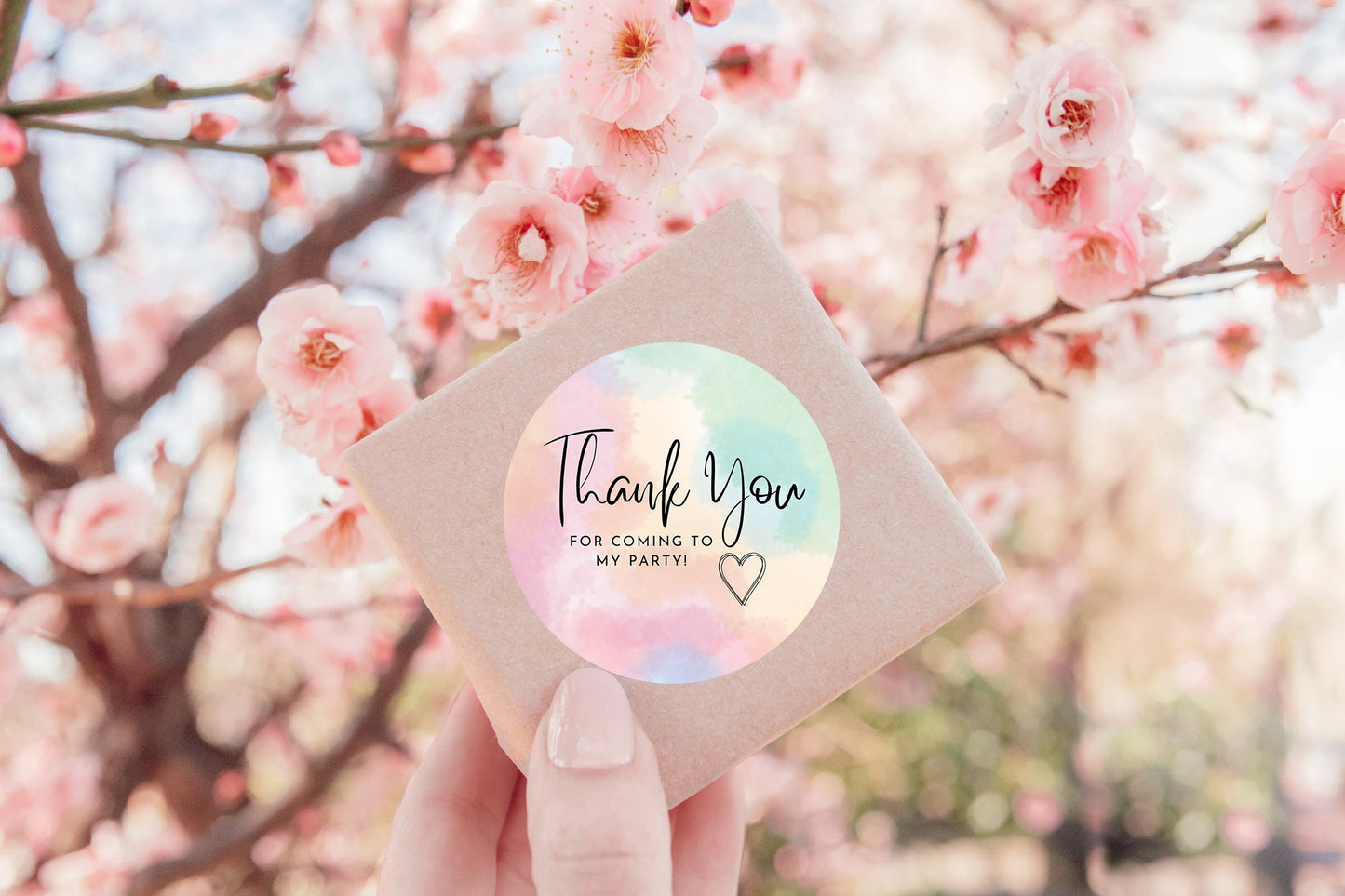 Thank you for coming to my party stickers, Goodie bag stickers, thank you stickers, five sizes, rainbow stickers, name stickers