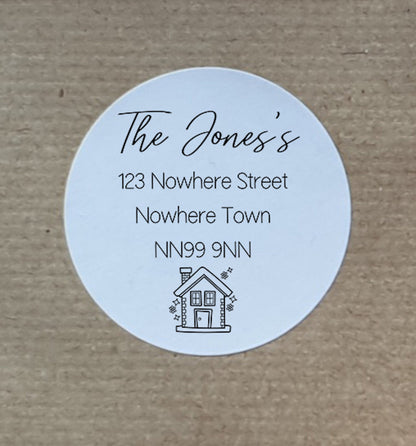 Personalised New Home Address Labels: Script Stickers, matt or gloss