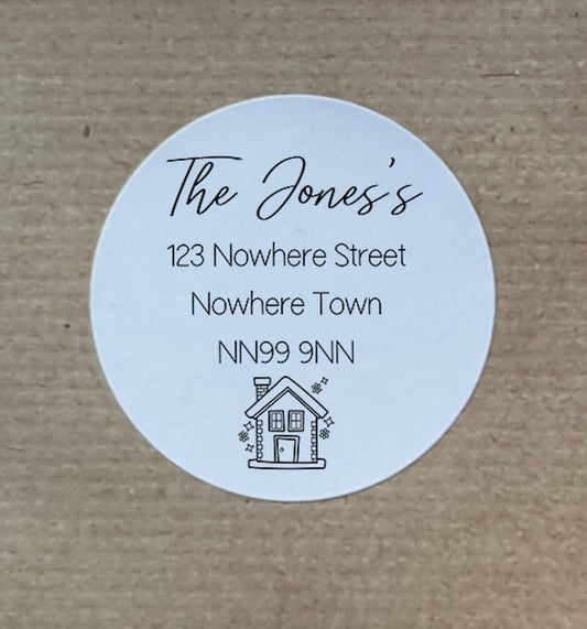 Personalised New Home Address Labels: Script Stickers, matt or gloss