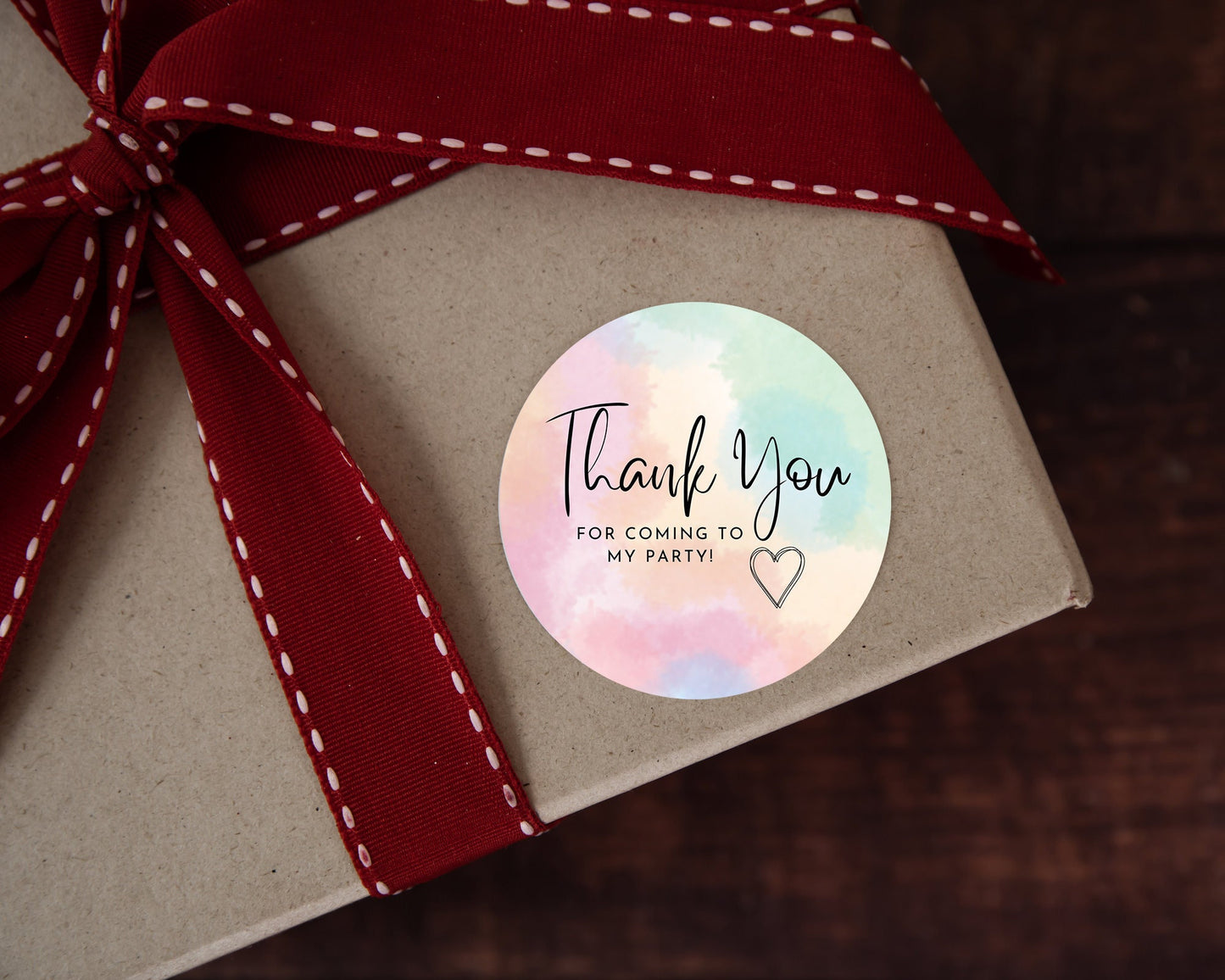 Thank you for coming to my party stickers, Goodie bag stickers, thank you stickers, five sizes, rainbow stickers, name stickers