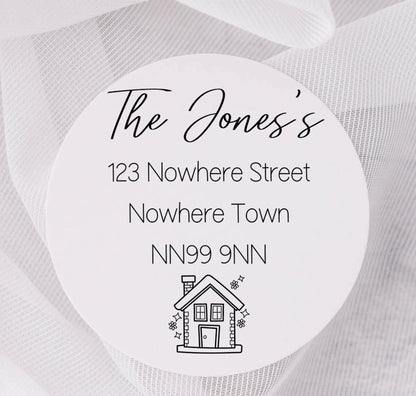 Personalised New Home Address Labels: Script Stickers, matt or gloss
