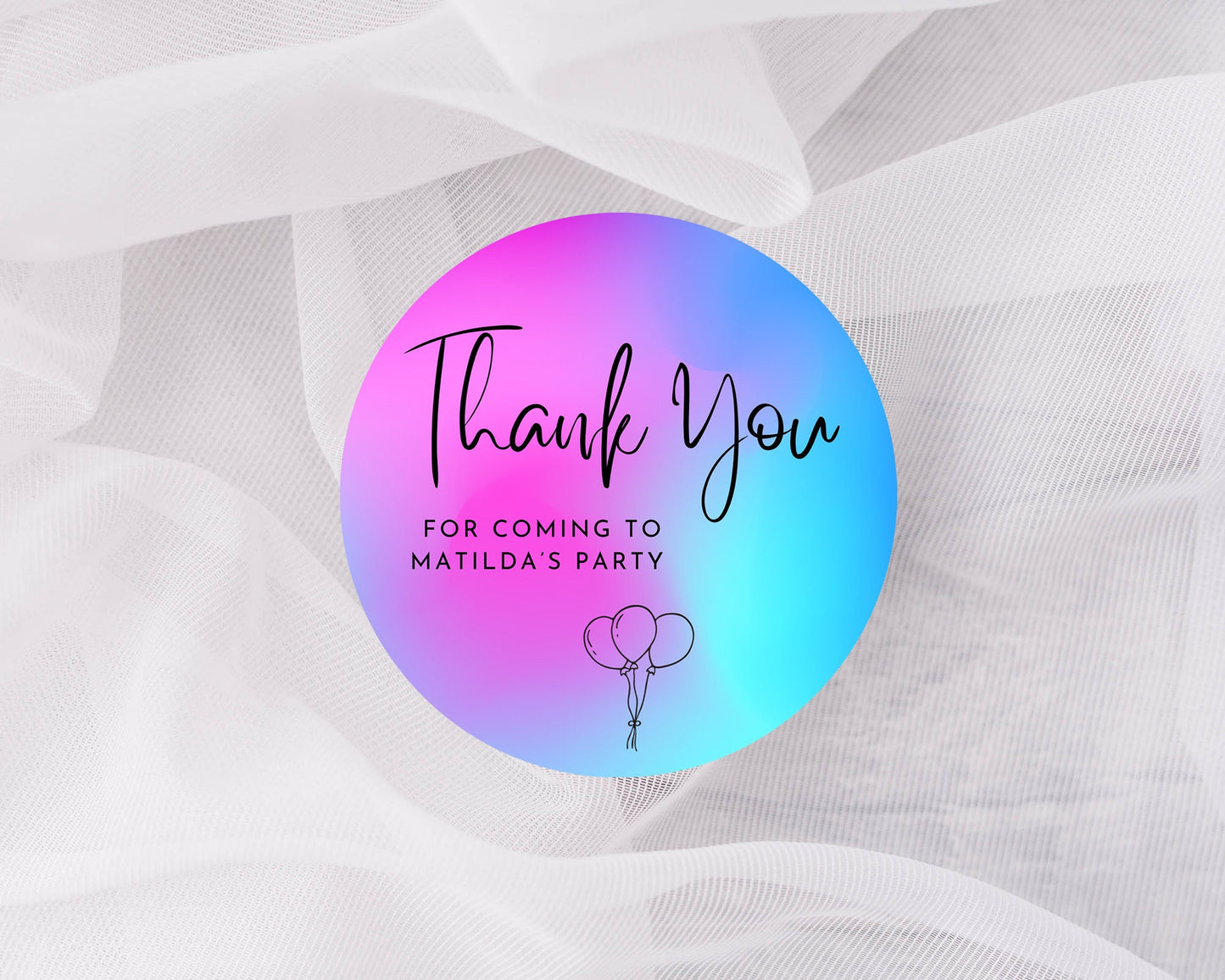Thank you for coming to my party stickers, Goodie bag stickers, thank you stickers, three sizes, rainbow stickers, name stickers, ombre
